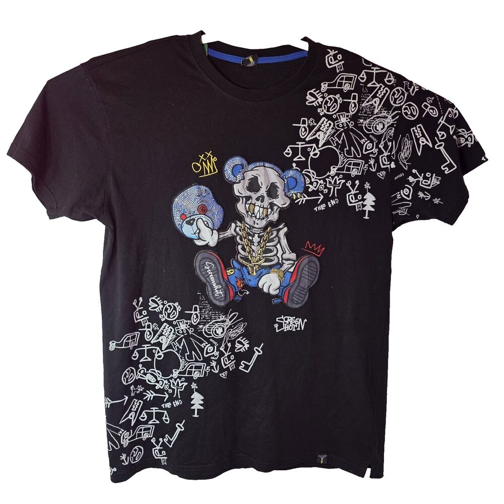 Screenshot Urban Wear Bear Graphic T-Shirt Men’s 2XL Black Hip Hop Street